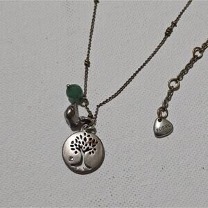 FOSSIL Tree of Life‎ Bird Silver Tone Charm Necklace